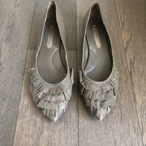 BCBG leather ruffled flat
